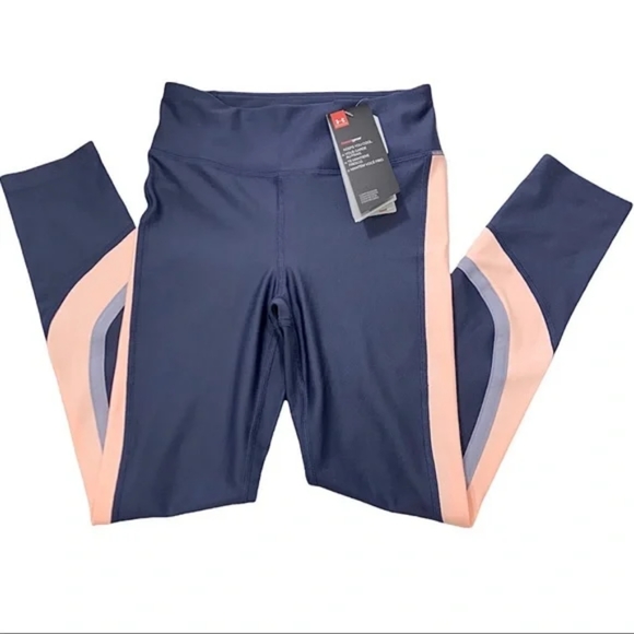 UNDER ARMOUR WOMEN'S HEATGEAR SRTIPE ANKLE CROP BLUE/PEACH SIZE XS #1359341-NWT - Picture 4 of 6